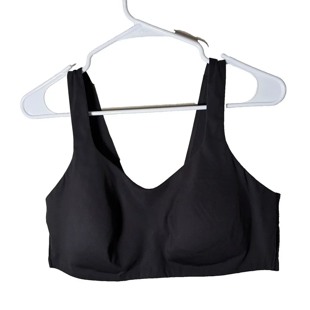 Huug Sports Bra Women's XL Black Unpadded Wireless Fitted Solid